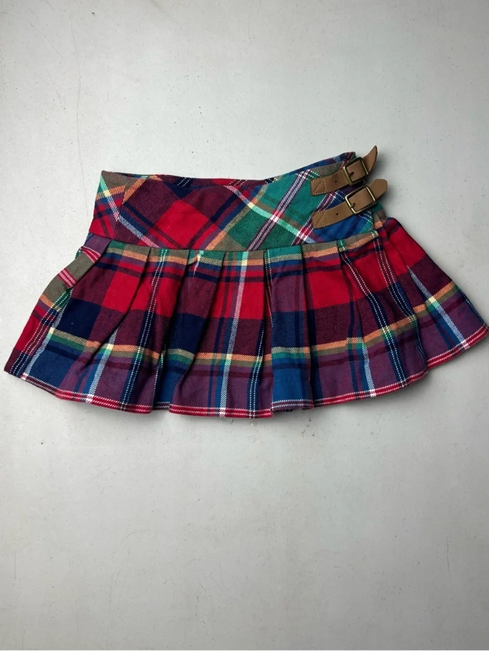 Polo Ralph Lauren Pleated Skirt Girl’s 4/4T Red Plaid Equestrian Buckle Y2K